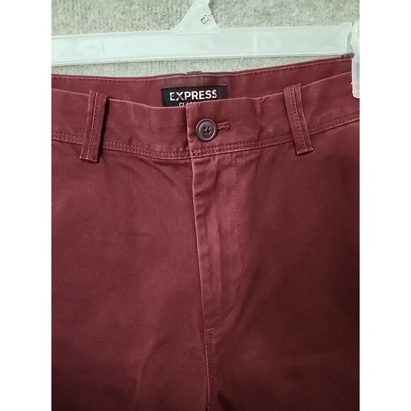 Express Classic Fit Shorts Mens 33 Burgundy 100% Cotton - Picture 3 of 8